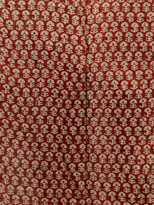 Red Beige Blue Black Hand Block Printed Chiffon Saree with Zari Border - S031703491