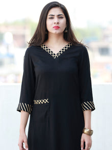 Black Golden Rayon Kurta With Gotta Work - K155FXXX