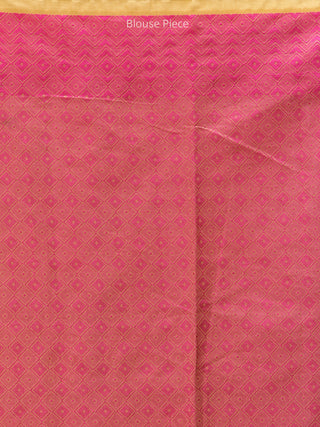 Banarasee Chanderi Saree With Resham Border & Butta - Beige & Pink - S031704306