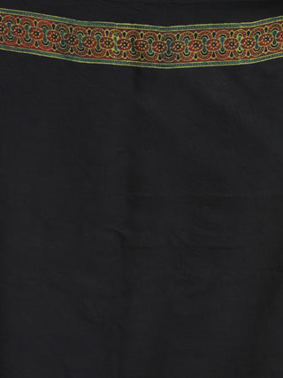 Green Black Red Ajrakh Hand Block Printed Modal Silk Saree - S031704131