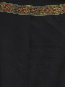 Green Black Red Ajrakh Hand Block Printed Modal Silk Saree - S031704131