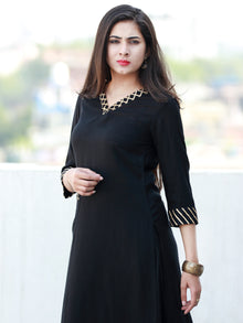 Black Golden Rayon Kurta With Gotta Work - K155FXXX