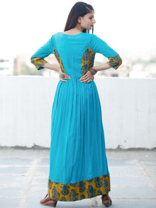 TEAL APPEAL - Hand Block Printed Long Cotton Dress - D347F1816