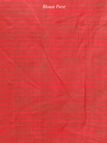 Green Red Handloom Mangalagiri Cotton Saree With Zari Border - S031703867