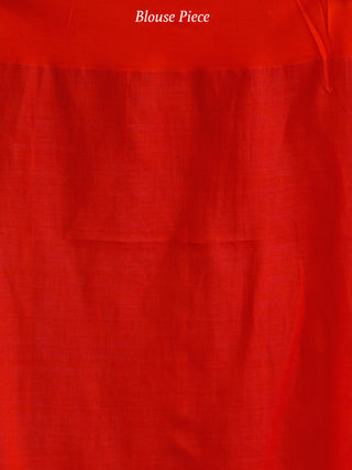 Pink Red Silver Handwoven Linen Jamdani Saree With Tassels - S031703790