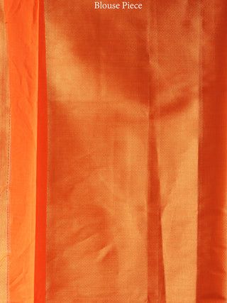 Banarasee Semi Silk Saree With Zari Work - Orange & Gold  - S031704371