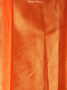 Banarasee Semi Silk Saree With Zari Work - Orange & Gold  - S031704371