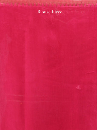 Magenta Pink Ivory Chanderi Hand Block Printed Saree With Geecha Border - S031704497