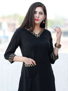 Black Golden Rayon Kurta With Gotta Work - K155FXXX