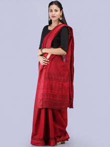 Ruby Black Bagh Printed Maheshwari Cotton Saree - S031704246