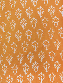 Orange Green Ivory Hand Block Printed Cotton Suit-Salwar Fabric With Chiffon Dupatta (Set of 3) - S16281296