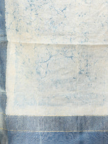 Indigo Hand Brush Painted Chanderi Stole - s200625