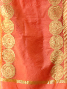 Banarasi Chanderi Dupatta With Resham Work - Peach & Gold - D04170809