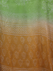 Orange Green Ivory Hand Block Printed Cotton Suit-Salwar Fabric With Chiffon Dupatta (Set of 3) - S16281296