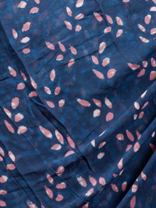 Indigo Purple White Hand Block Printed Chiffon Saree with Zari Border - S031703168
