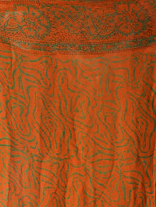 Yellow Green Hand Block Printed Chiffon Saree with Zari Border - s031704169