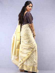 Banarasee Semi Silk Saree With Zari Work - Ivory & Gold - S031704396