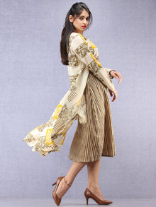Nazan - Block Printed Cotton Middi Dress With Tunic & Cape - D393F2015
