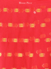 Red Green Yellow Hand Block Printed Chiffon Saree with Zari Border - S031704602