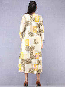 Nazan - Block Printed Cotton Middi Dress With Tunic & Cape - D393F2015