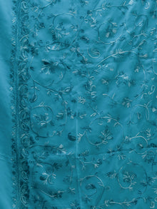 Blue Aari Embroidered Georgette Saree From Kashmir - S031704642