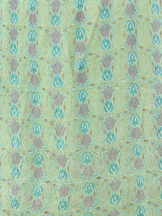 Light Green Blue Georgette Hand Block Printed Dupatta  - D04170706