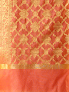 Banarasi Chanderi Dupatta With Zari Work - Peach & Gold - D04170810