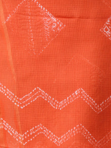 Orange White Shibori Kota Silk Hand Block Printed Dupatta - D04170648