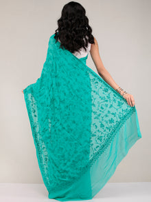 Green Aari Embroidered Georgette Saree From Kashmir - S031704643
