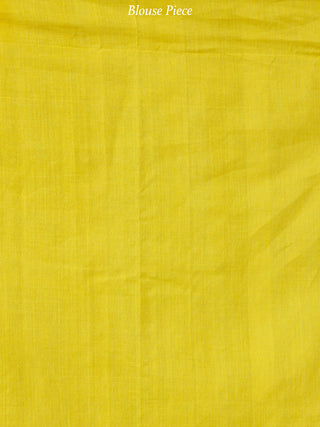Black Yellow Grey Red Ikat Handwoven Ganga Jamuna Border Cotton Saree - S031703629