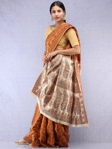 Banarasee Art Silk Saree With Resham Weaving Work - Mustard Yellow & Beige - S031704424