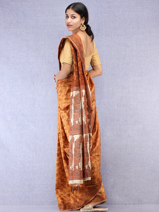Banarasee Art Silk Saree With Resham Weaving Work - Mustard Yellow & Beige - S031704424