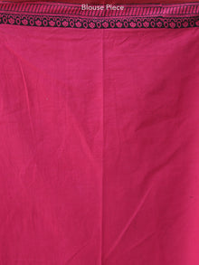 Pink Red Black Bagh Hand Block Printed Cotton Saree - S031703891