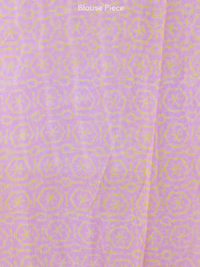 Pink Yellow Hand Block Printed Chiffon Saree with Zari Border - S031703971