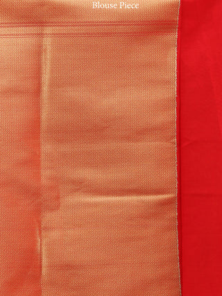 Banarasee Semi Silk Saree With Zari Work - Red & Gold - S031704374