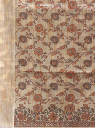 Banarasee Art Silk Saree With Resham Weaving Work - Mustard Yellow & Beige - S031704424