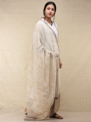 Kashish Ivory Kota Doria Cotton Hand Brush Painted Dupatta  - D04170707
