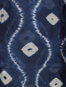 Indigo Ivory Yellow Hand Shibori Dyed Chanderi Kurta & Chiffon Dupatta With Cotton Salwar Fabric Set of 3- S1628209
