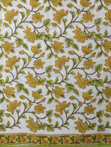 Ivory Green Hand Block Printed Cotton Suit-Salwar Fabric With Chiffon Dupatta (Set of 3) - S16281298