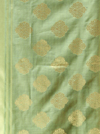 Banarasi Chanderi Dupatta With Resham Work - Light Green & Gold - D04170811