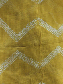 Yellow White Shibori Kota Silk Cotton Hand Block Printed Dupatta  - D04170416