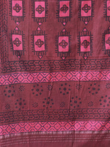 Crimson Red Pink Cotton Hand Block Printed Dupatta  - D04170467