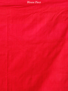 Grey Red White Orange Ikat Handwoven Mercerised Cotton Saree - S031703630