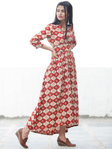 BLOCK GEOMETRY - Hand Block Printed Cotton Long Dress  - D334F1372