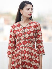 BLOCK GEOMETRY - Hand Block Printed Cotton Long Dress  - D334F1372