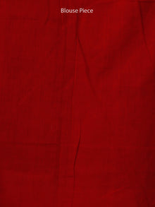 Indigo Red White Double Ikat Handwoven Mercerised Cotton Saree - S031703531