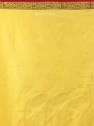 Yellow Maroon Black Bagh Printed Maheshwari Cotton Saree - S031704247