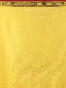 Yellow Maroon Black Bagh Printed Maheshwari Cotton Saree - S031704247