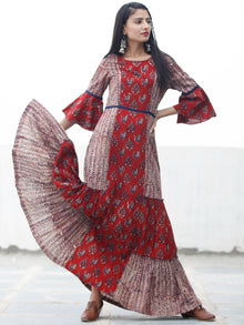 RUSTIC PEACOCK - Hand Block Printed Long Cotton Dress - D342F1808