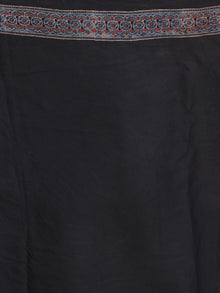 Charcoal Black Indigo Maroon Ajrakh Hand Block Printed Modal Silk Saree - S031704134